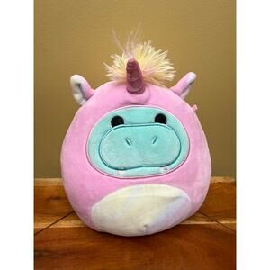 Squishmallows‎ Hank the Hippo in Unicorn Costume 8" Plush Toy Pink